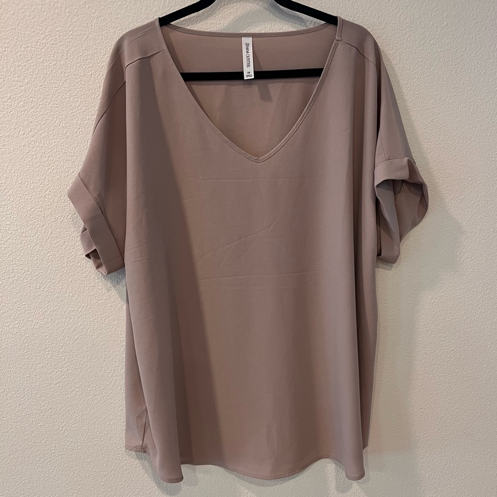 NWOT Zenana Outfitters Light Taupe Blouse